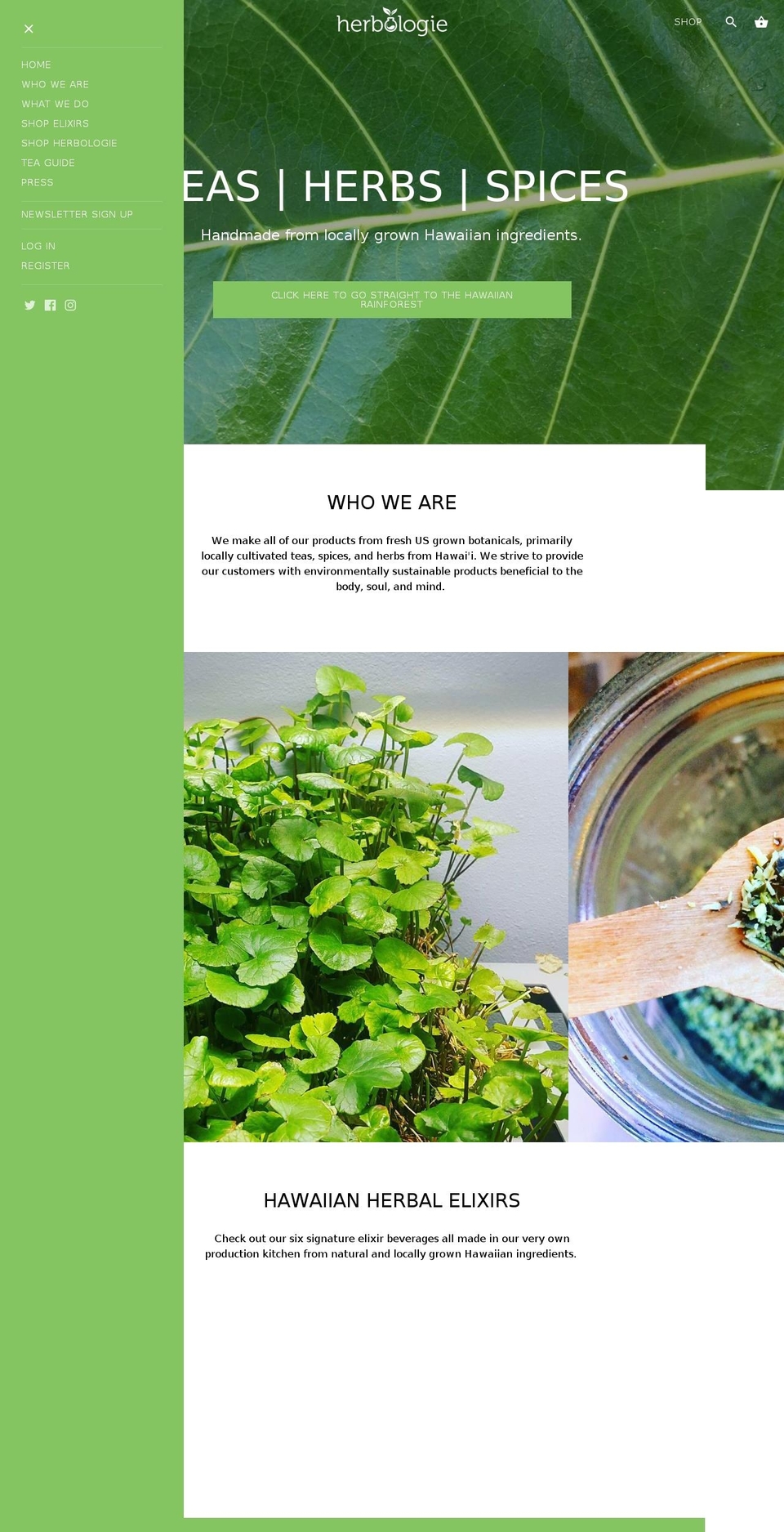 herbologieteas.com shopify website screenshot