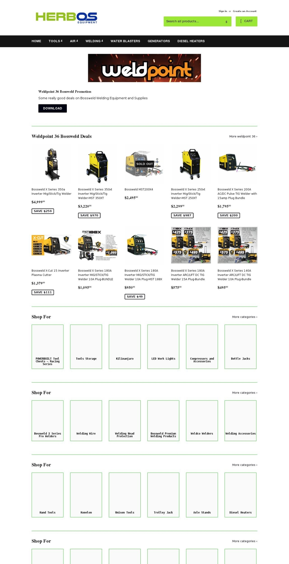herbosequipment.com — Shopify storefront screenshot
