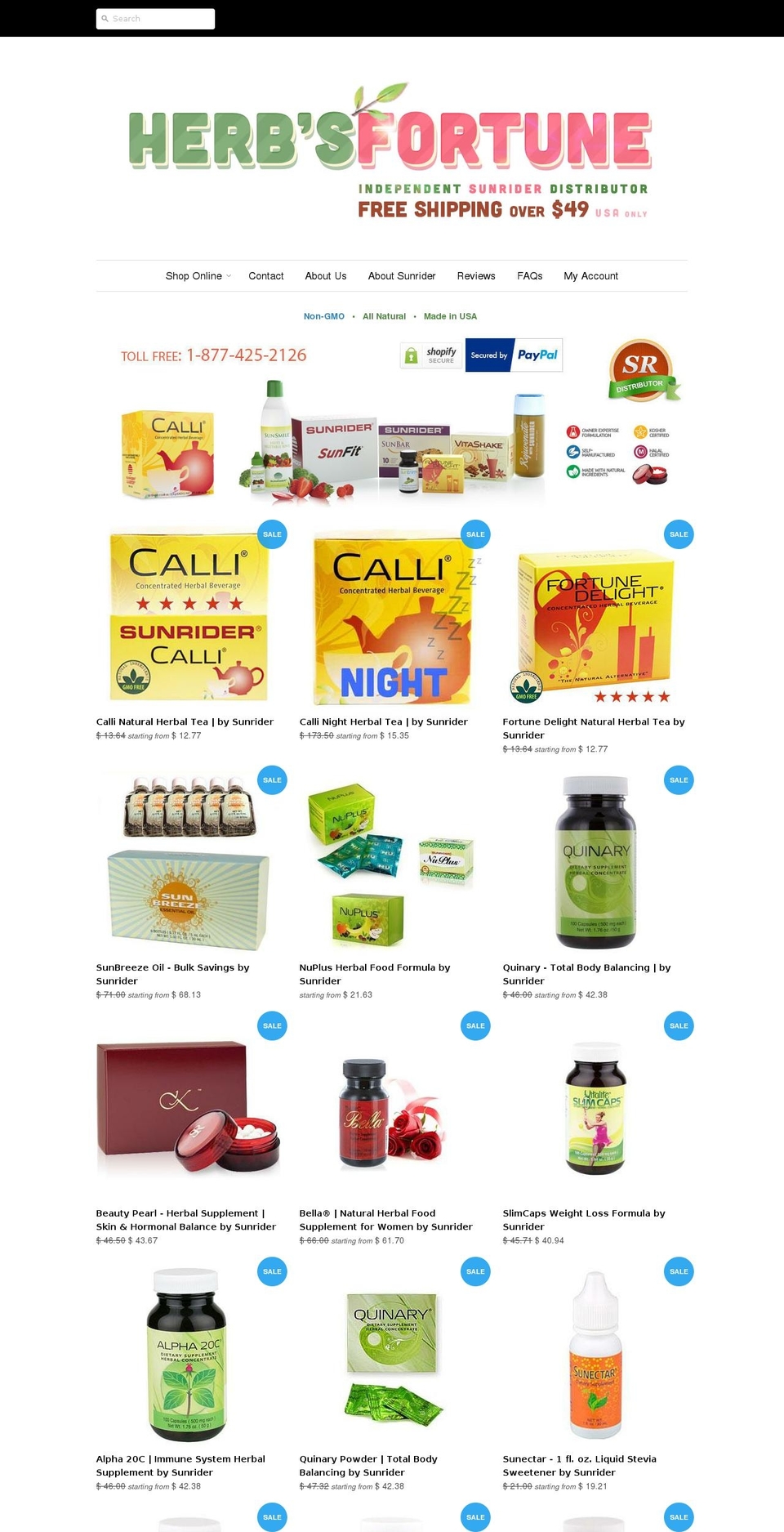 herbsfortune.com shopify website screenshot