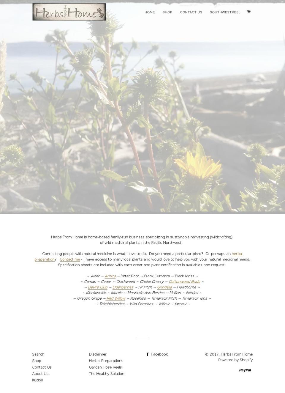 herbsfromhome.com shopify website screenshot