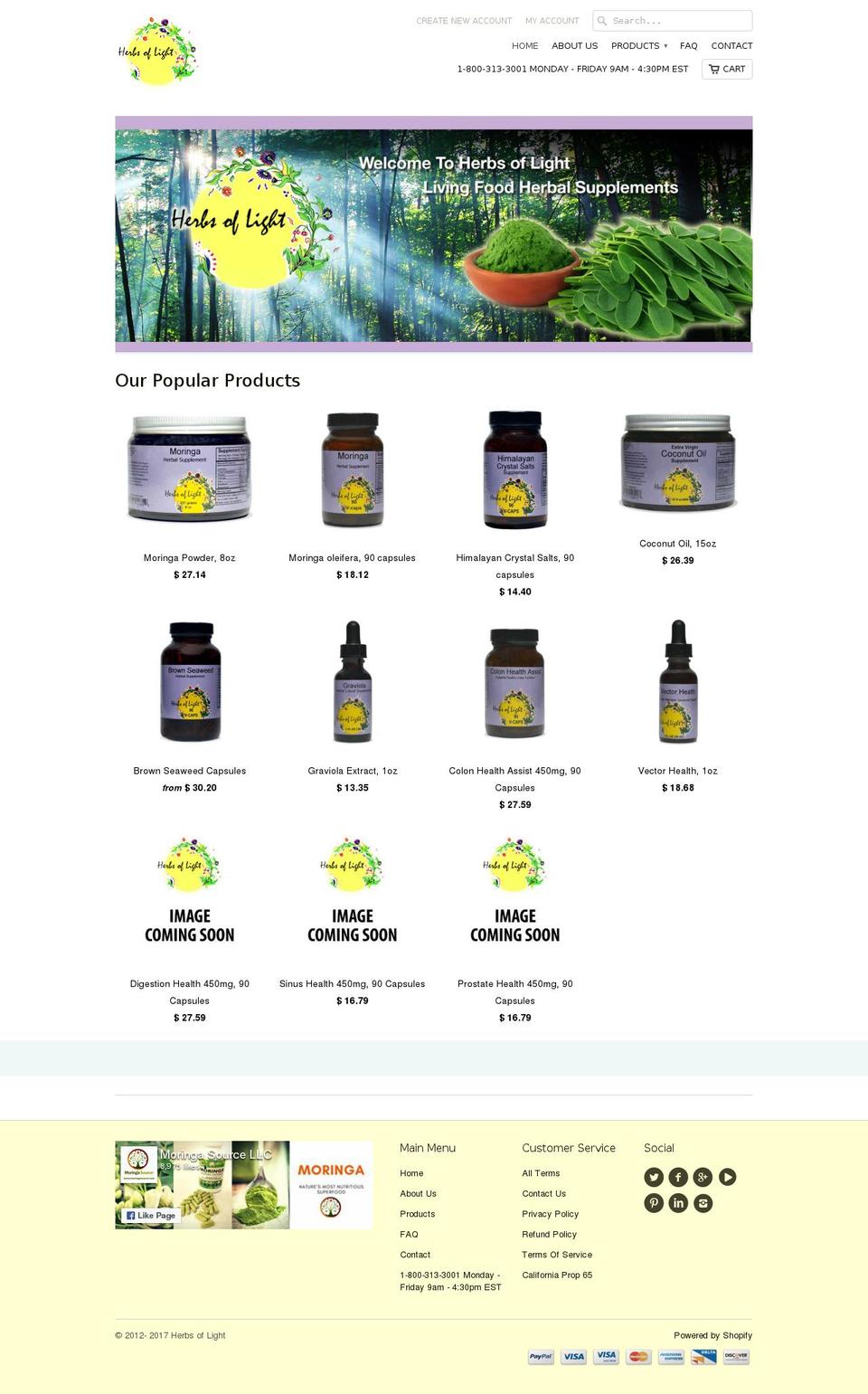 herbsoflight.com shopify website screenshot