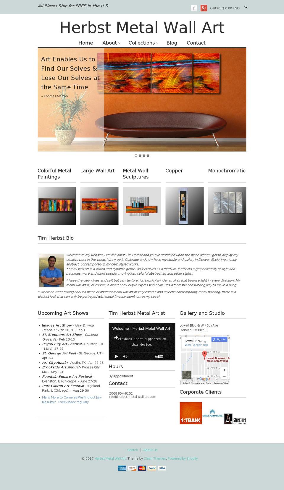 Clean Shopify theme site example herbst-metal-wall-art.com