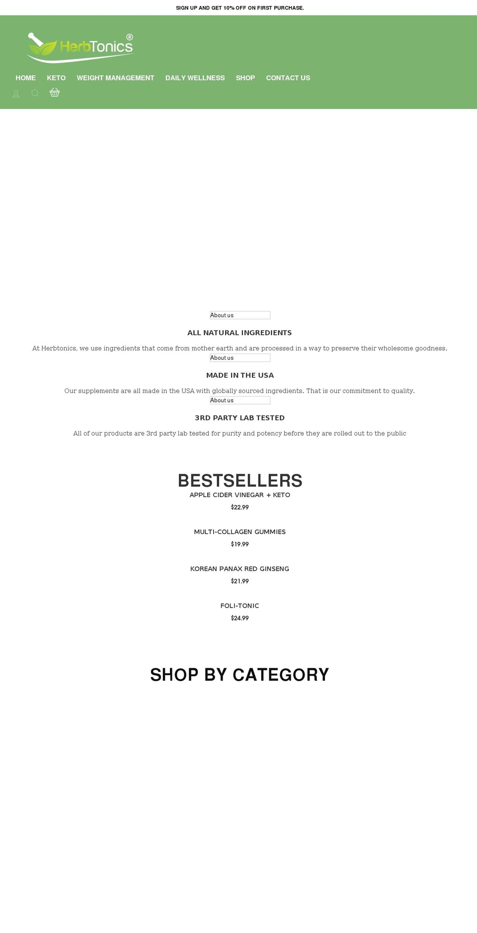 herbtonics.com shopify website screenshot