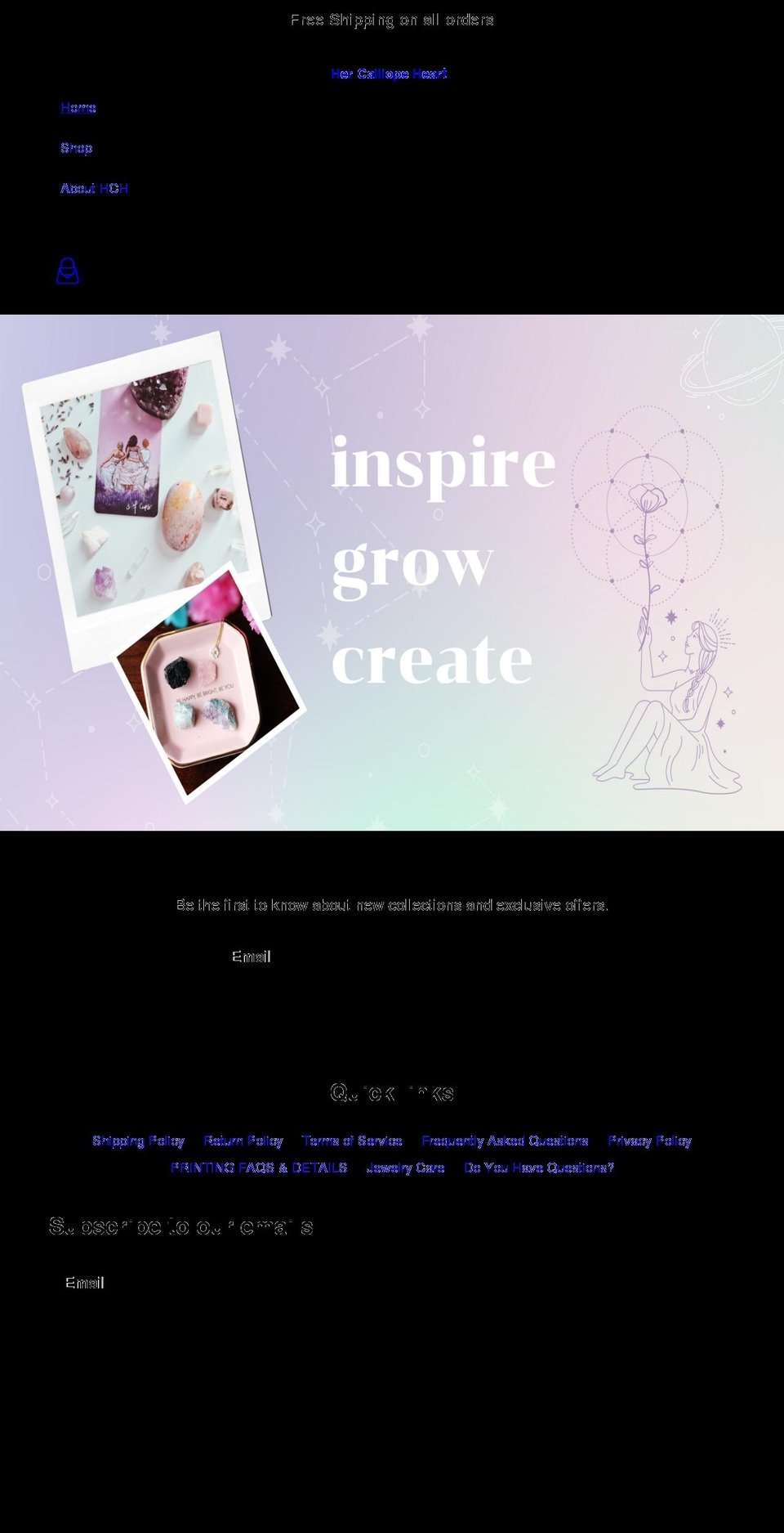 hercalliopeheart.com — Shopify storefront screenshot