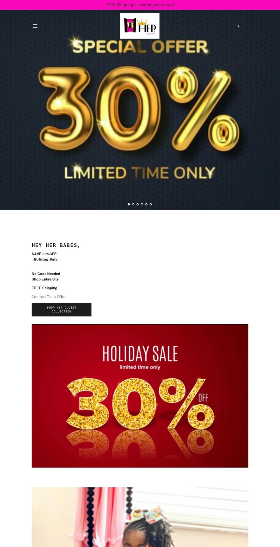 herclosetcollection.com shopify website screenshot