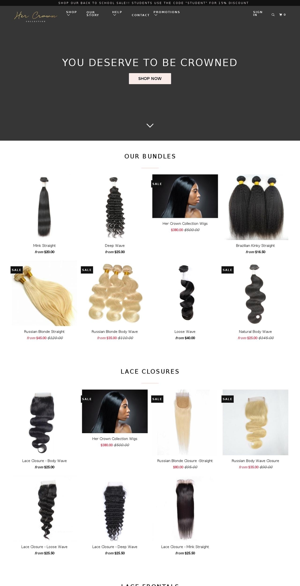 hercrowncollection.com — Shopify storefront screenshot