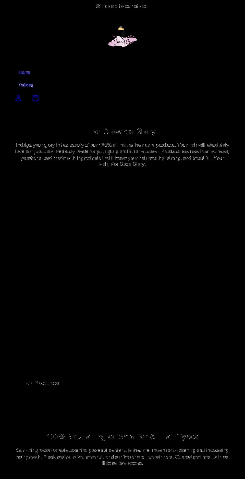 hercrownedglory.com shopify website screenshot