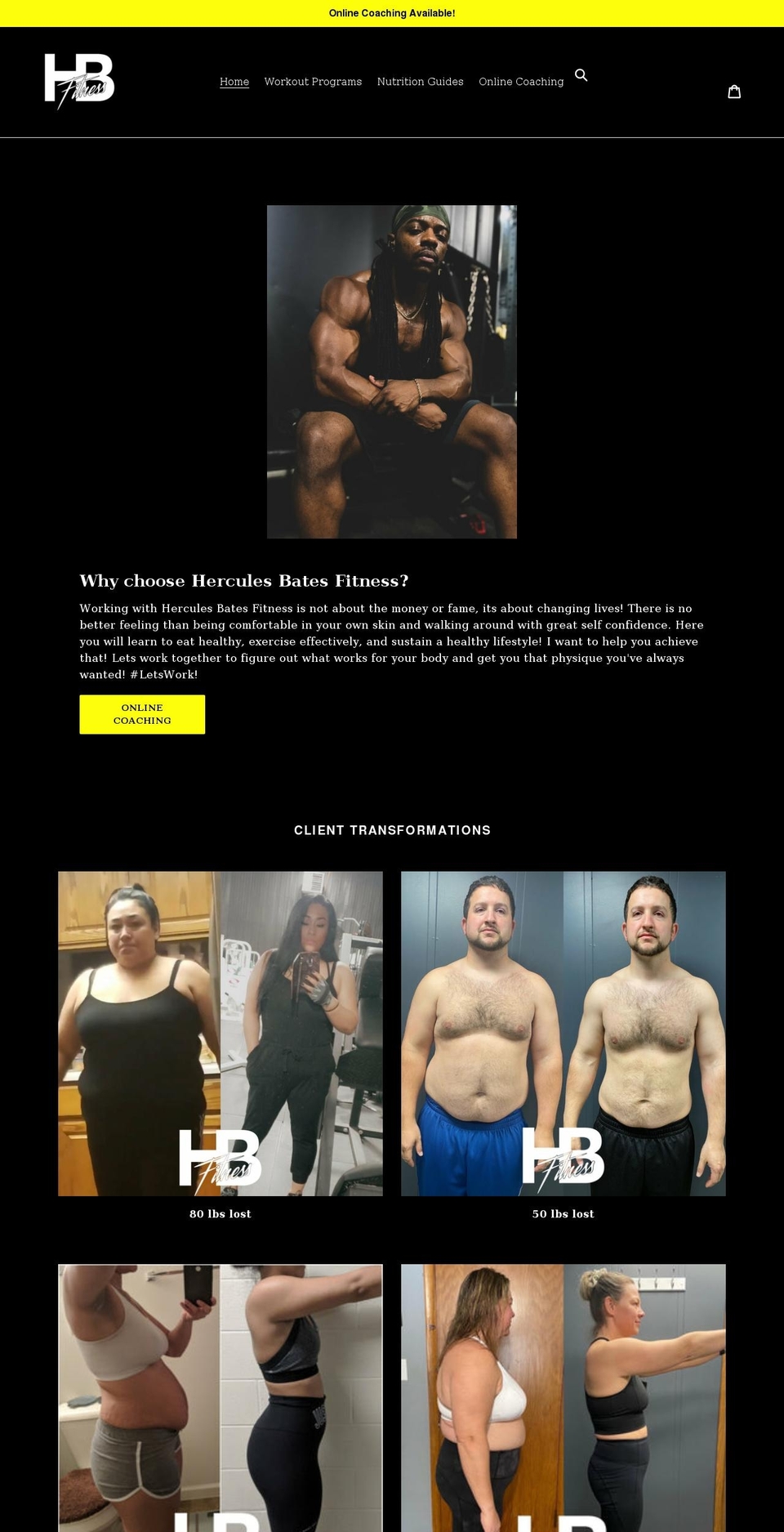 herculesbatesfitness.com shopify website screenshot