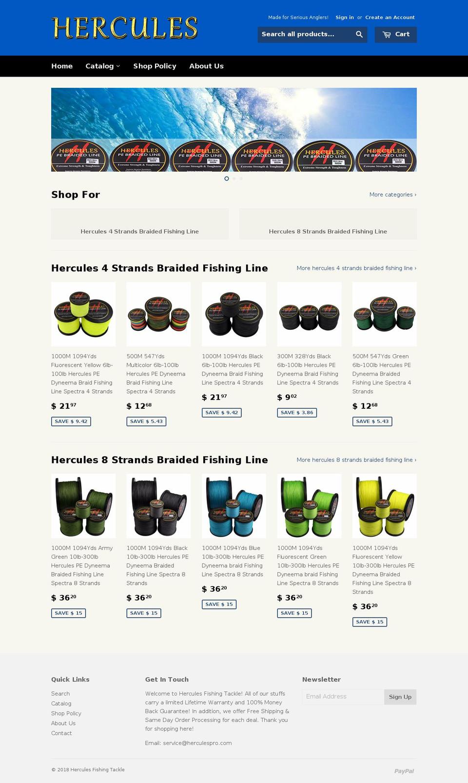 herculesfishing.com shopify website screenshot