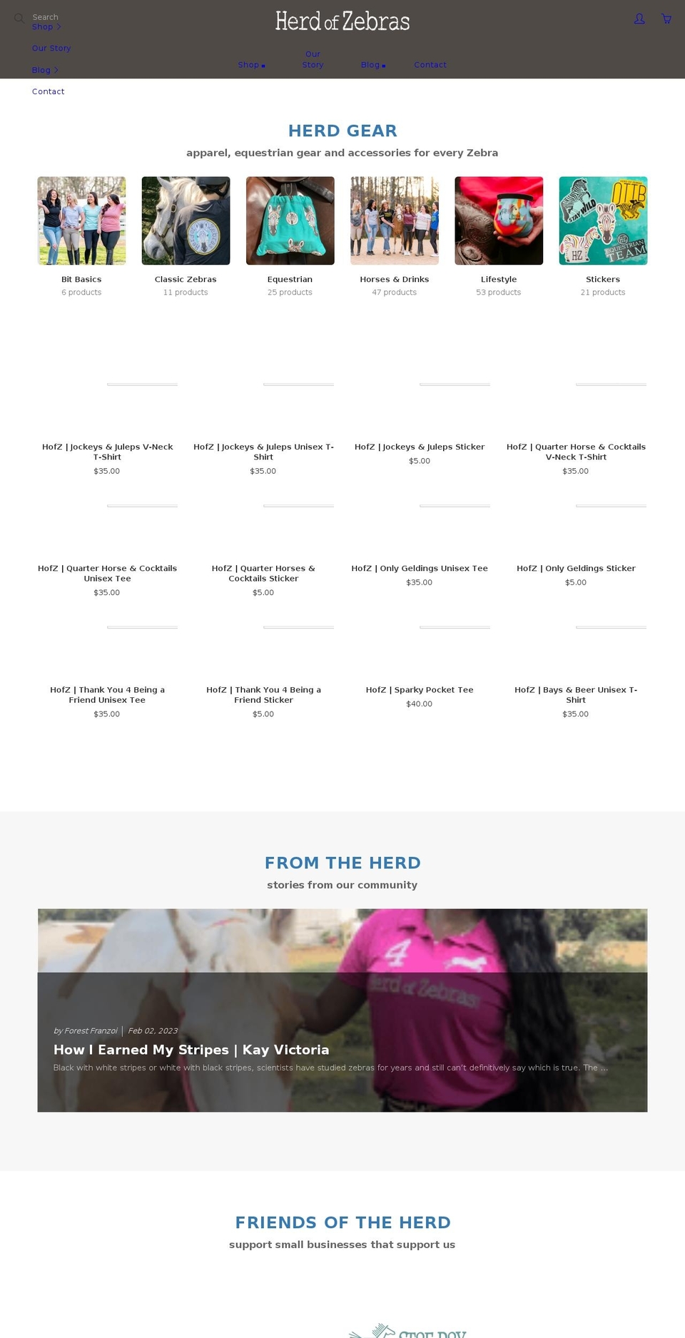 herd-of-zebras.com shopify website screenshot