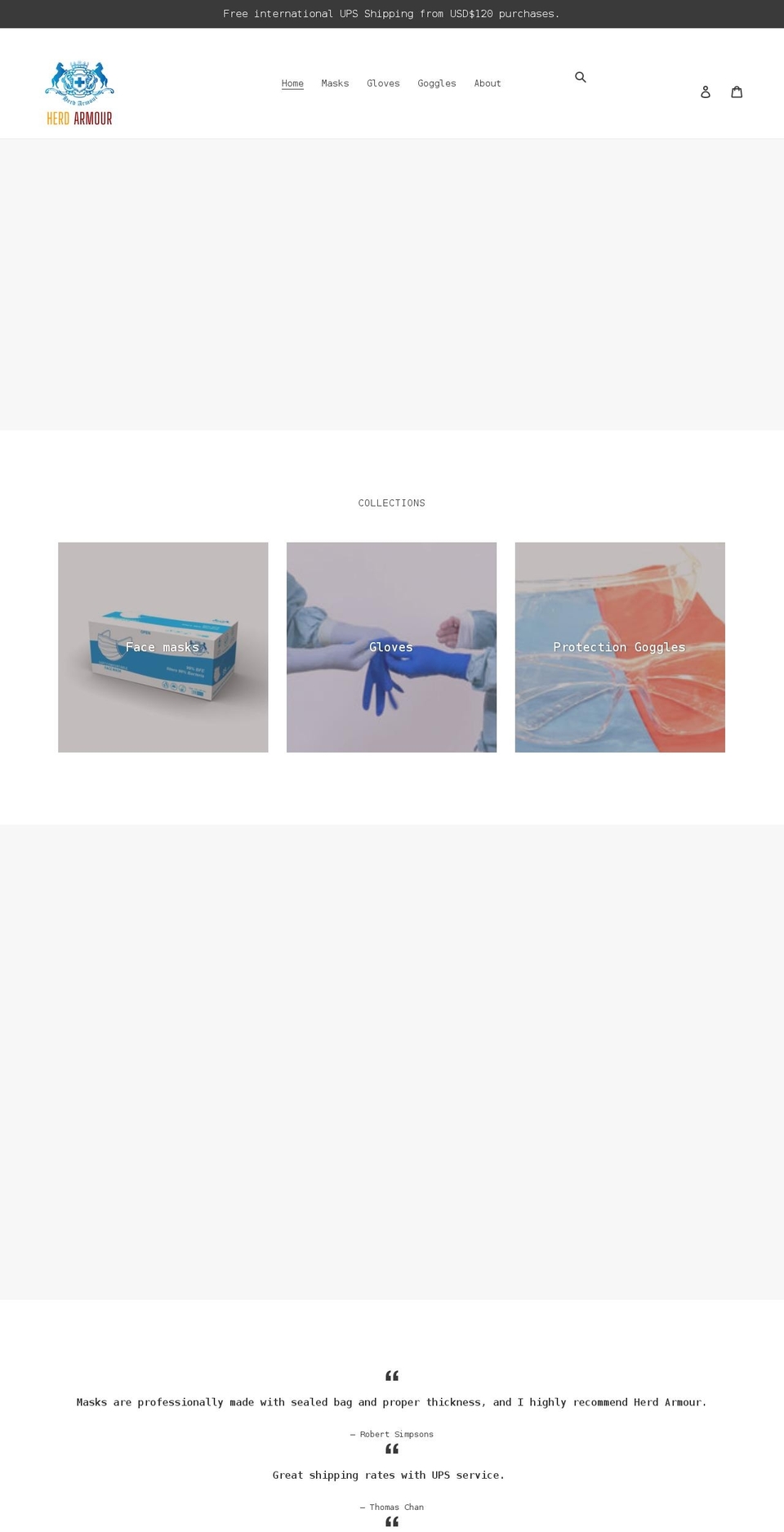 herdarmour.com shopify website screenshot