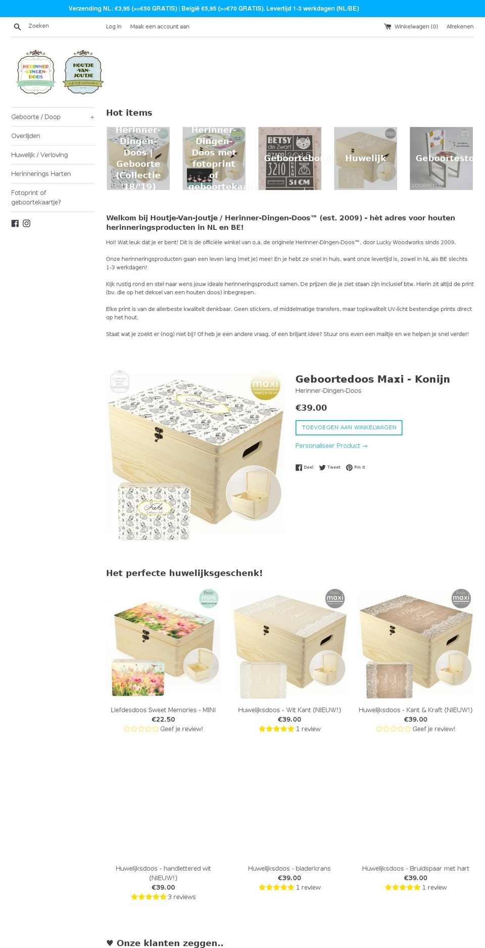 herdenkingsdoos.com — Shopify storefront screenshot