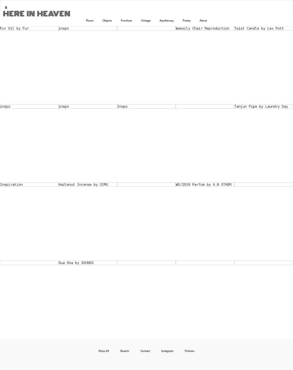 here-in-heaven.com shopify website screenshot