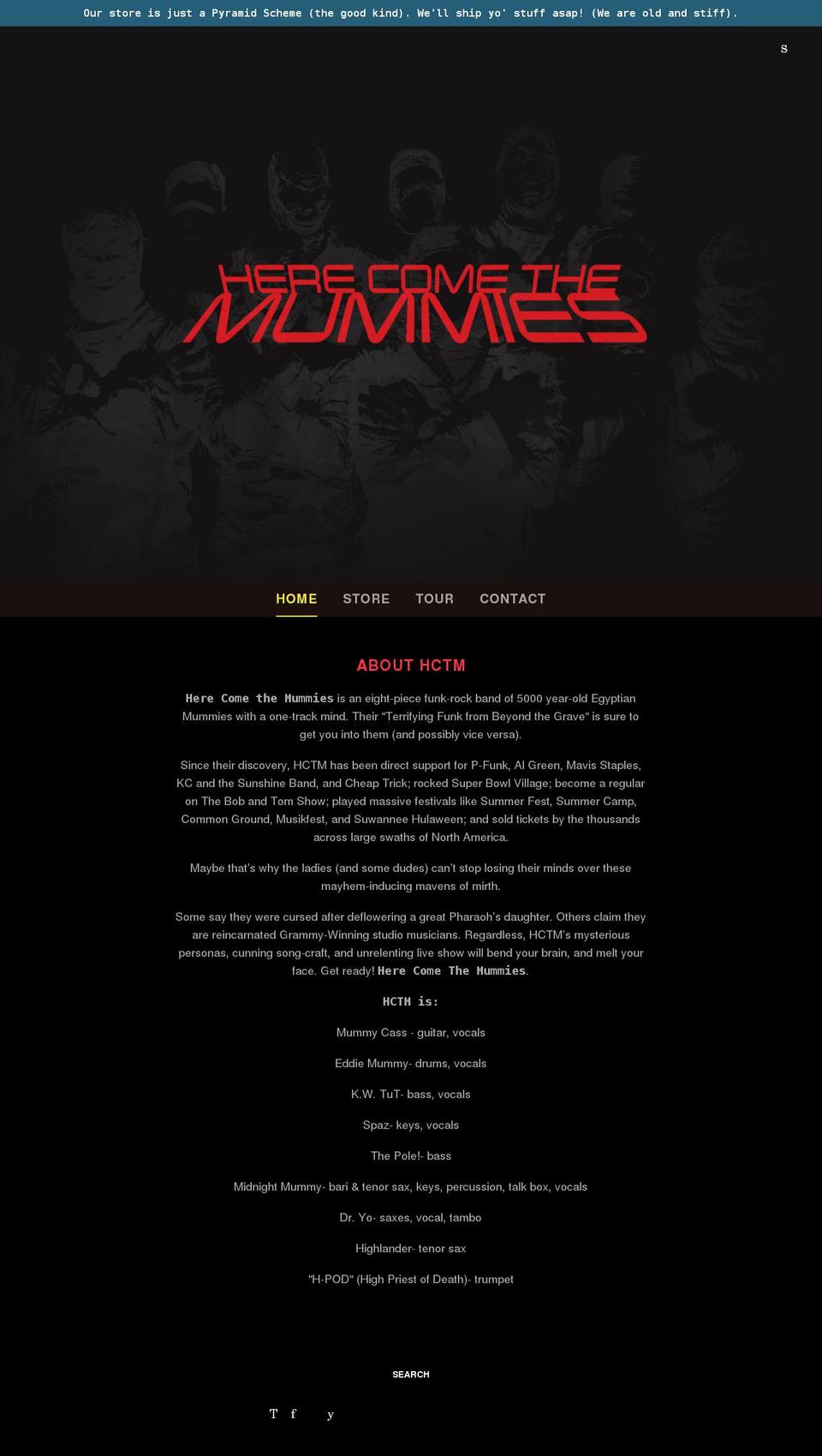 herecomethemummies.com shopify website screenshot