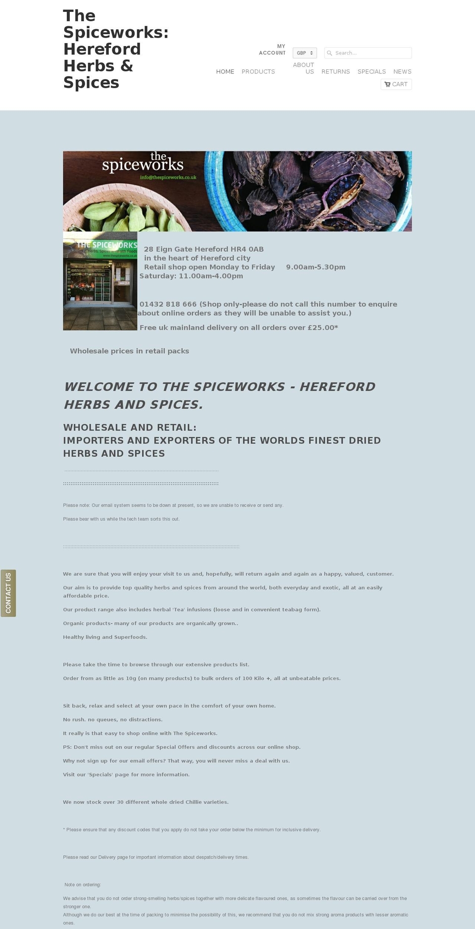 herefordherbsandspices.net shopify website screenshot