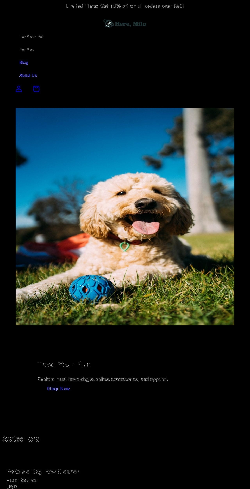 heremilo.com shopify website screenshot