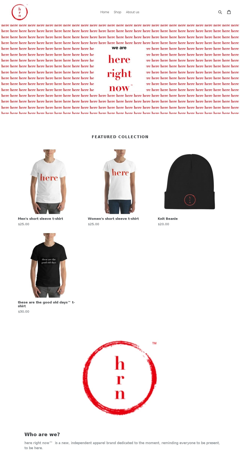 hererightnow.net shopify website screenshot