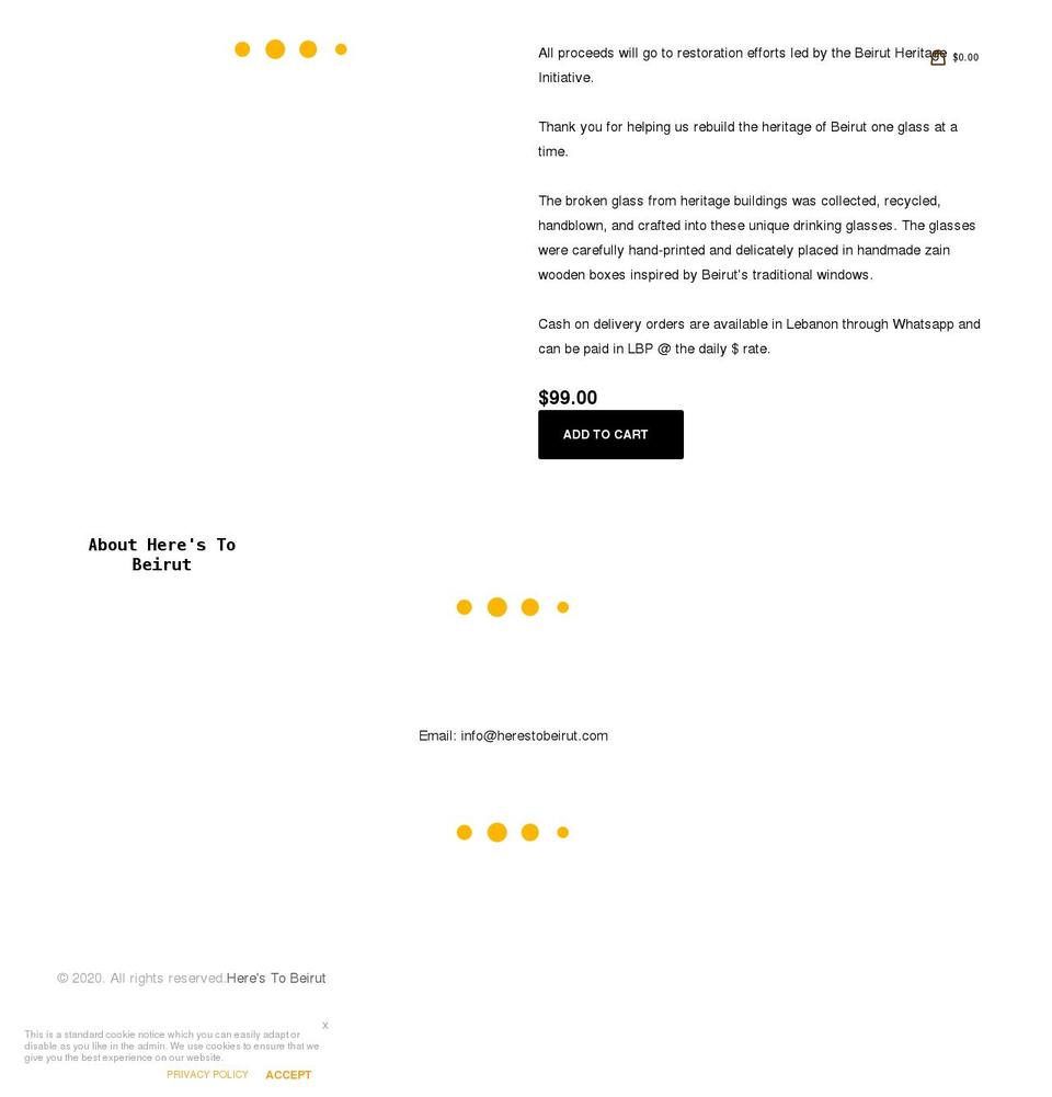 herestobeirut.myshopify.com shopify website screenshot
