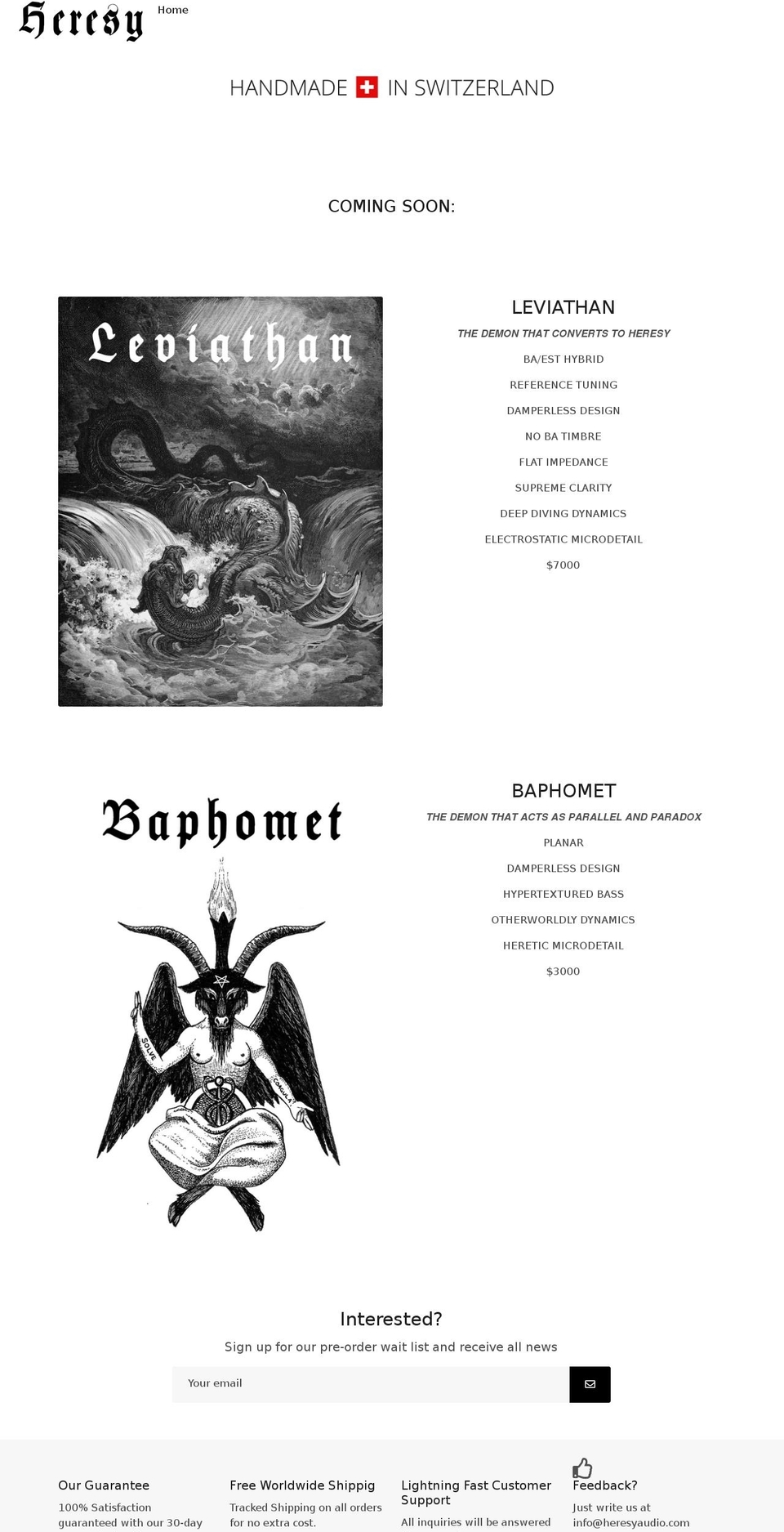 heresyaudio.com shopify website screenshot