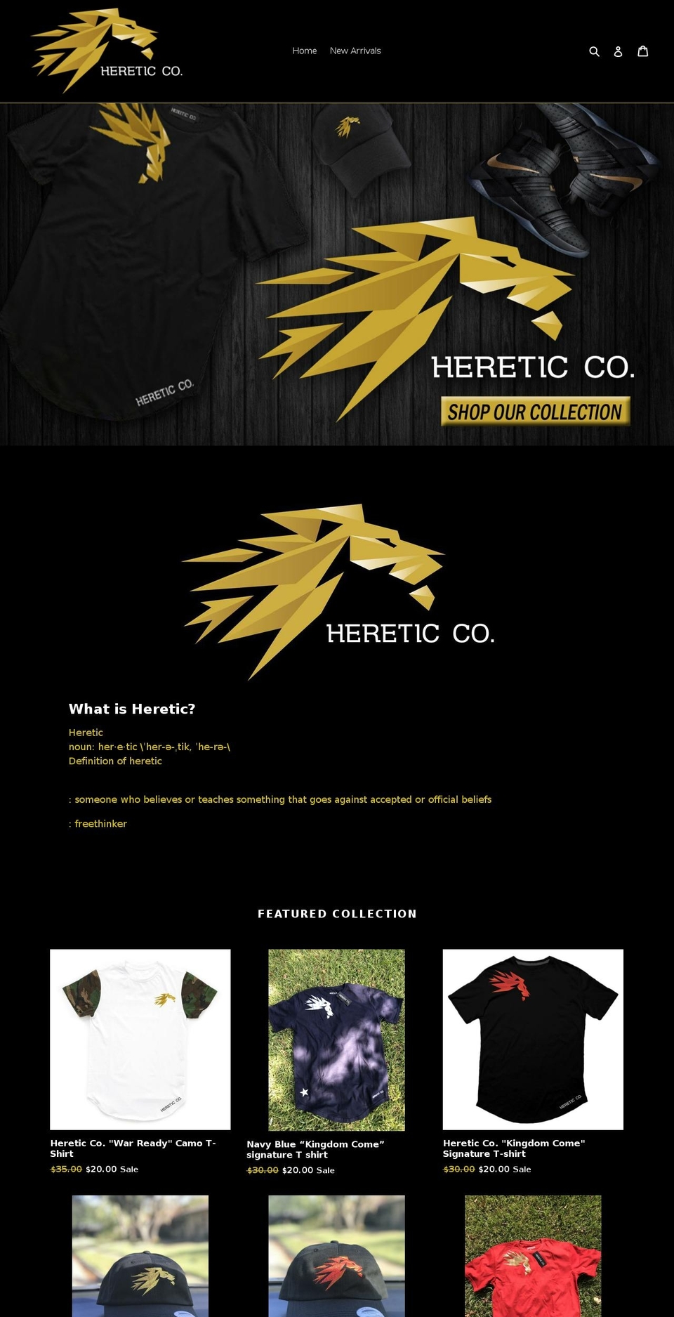 Snow Shopify theme site example hereticco.com