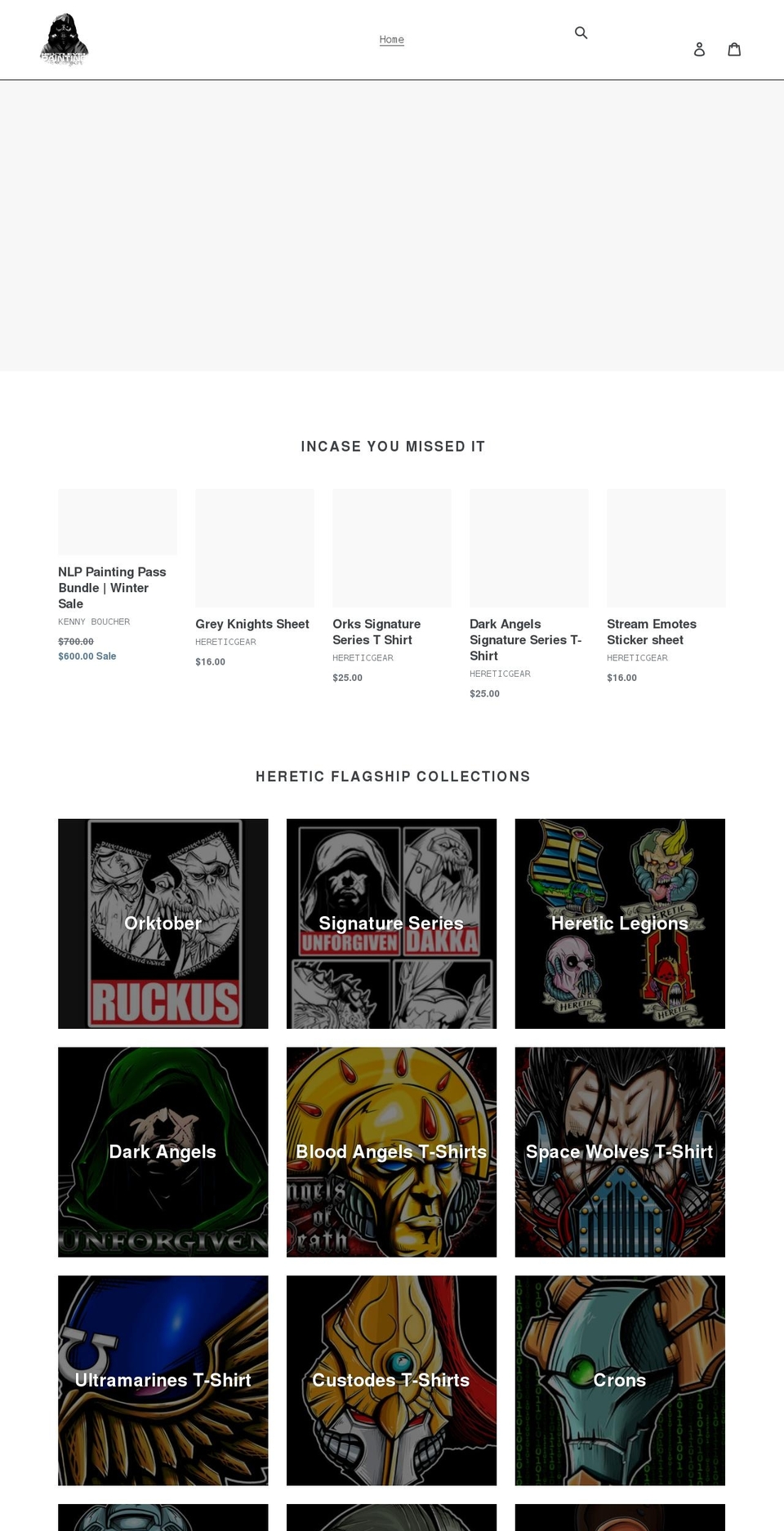 hereticswag.com shopify website screenshot