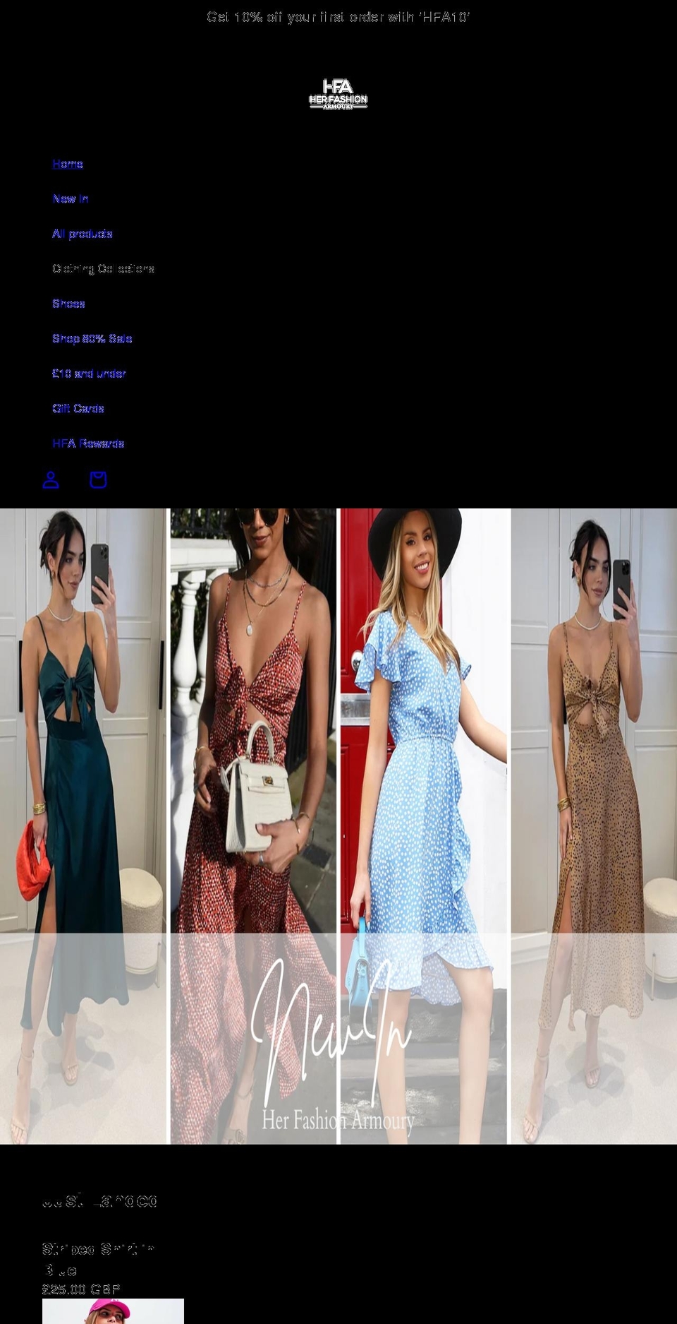 herfashionarmoury.com shopify website screenshot