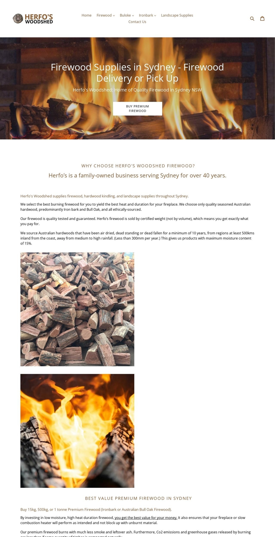 herfoswoodshed.com.au shopify website screenshot