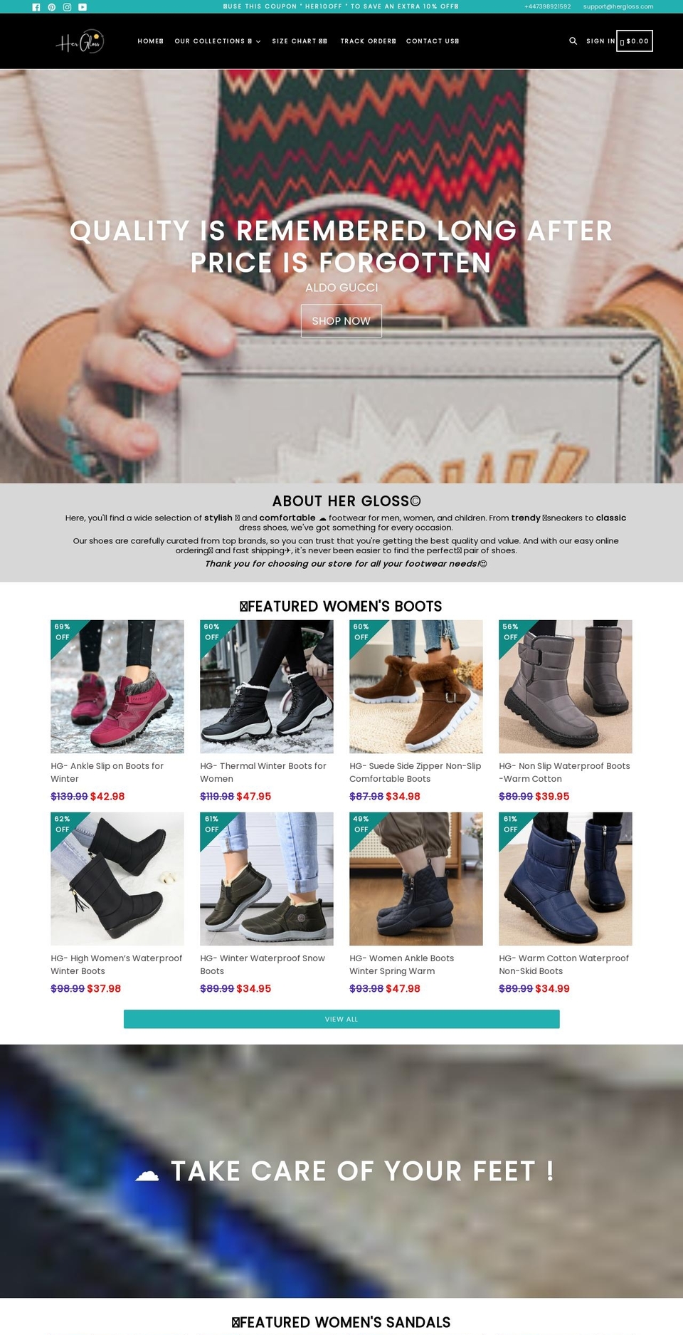 hergloss.com shopify website screenshot