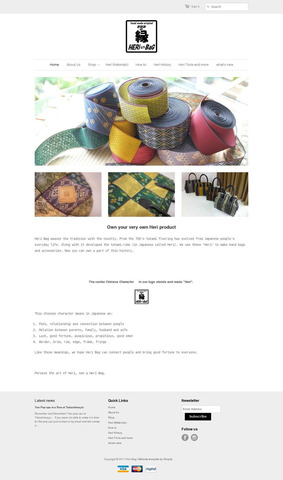 heribag.com shopify website screenshot