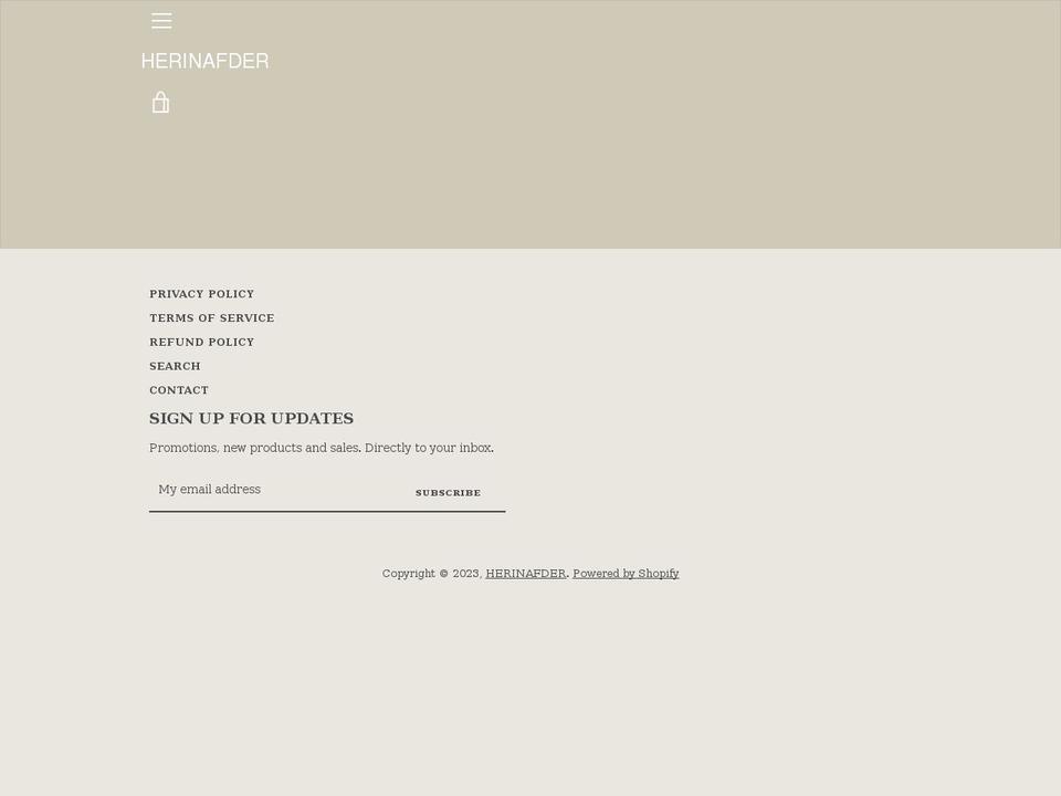 herinafder.com shopify website screenshot