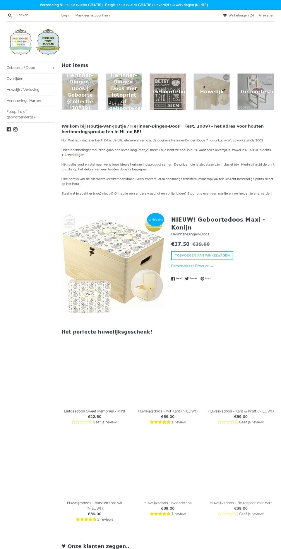 herinneringsbox.com — Shopify storefront screenshot