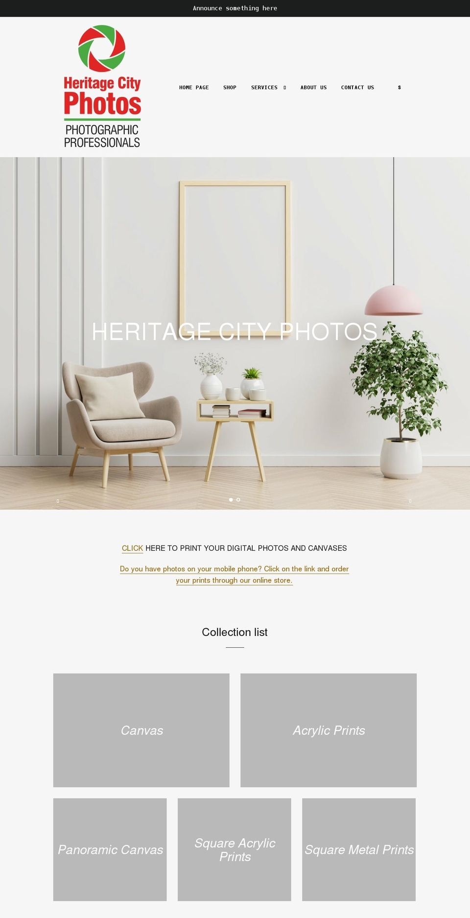 heritage-city-photos.myshopify.com shopify website screenshot