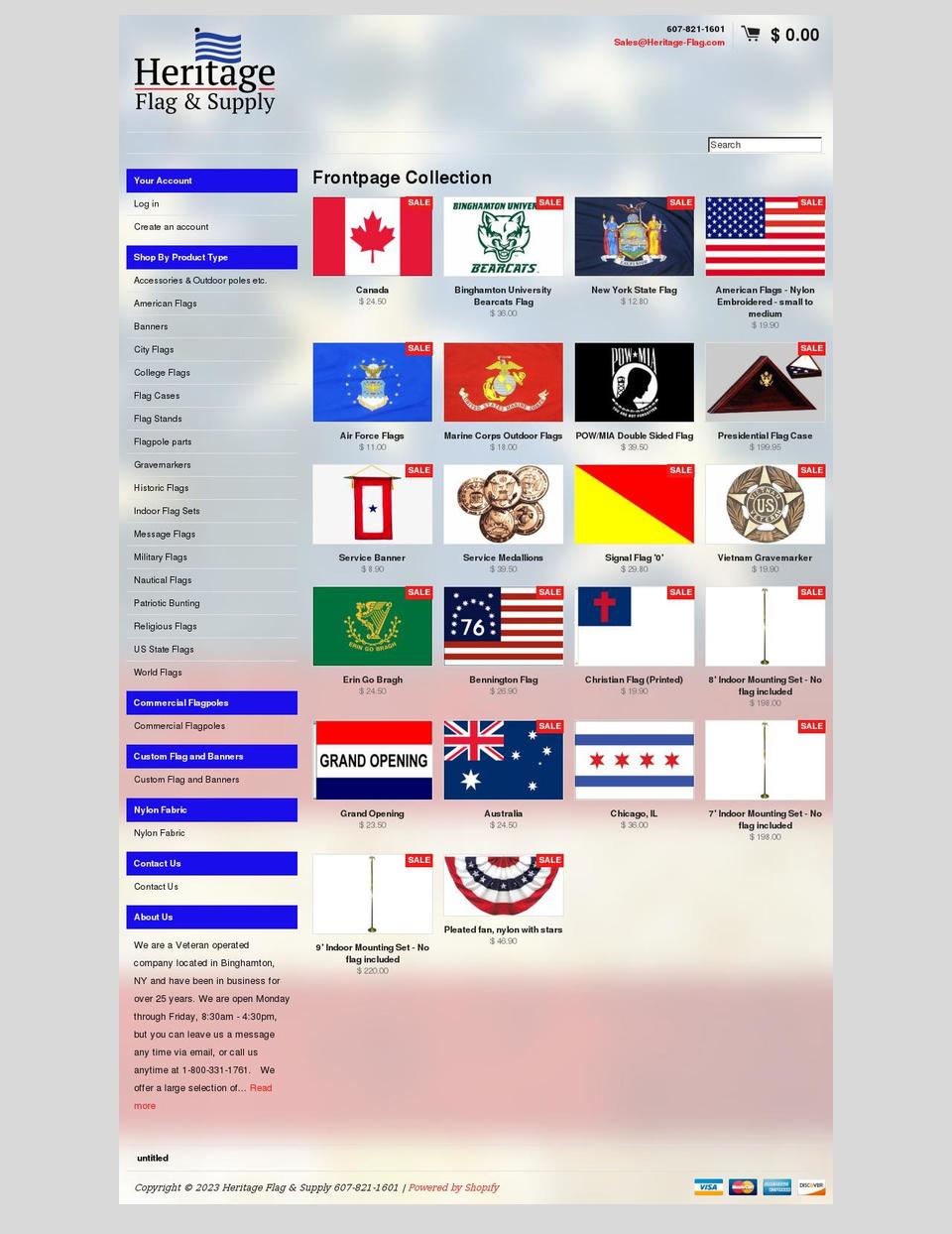 heritage-flag.com shopify website screenshot