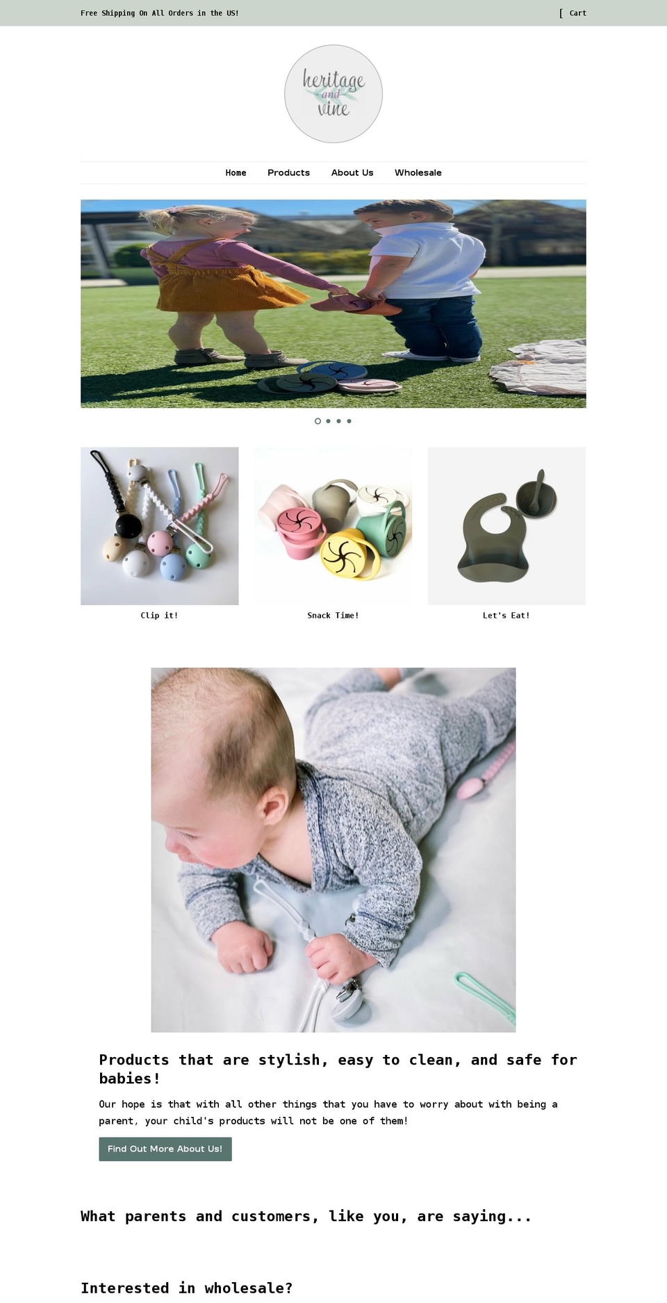 heritageandvine.com shopify website screenshot