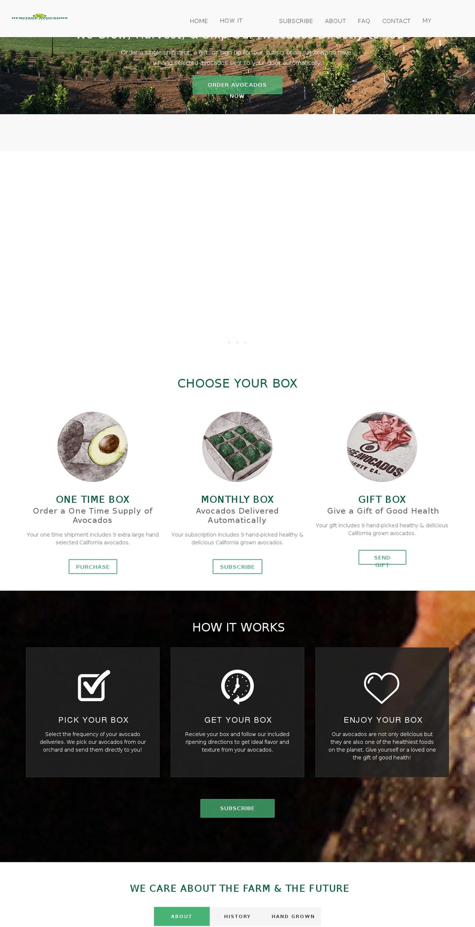 heritageavocados.com shopify website screenshot