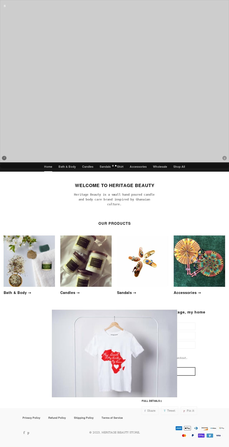heritagebeautystore.com shopify website screenshot