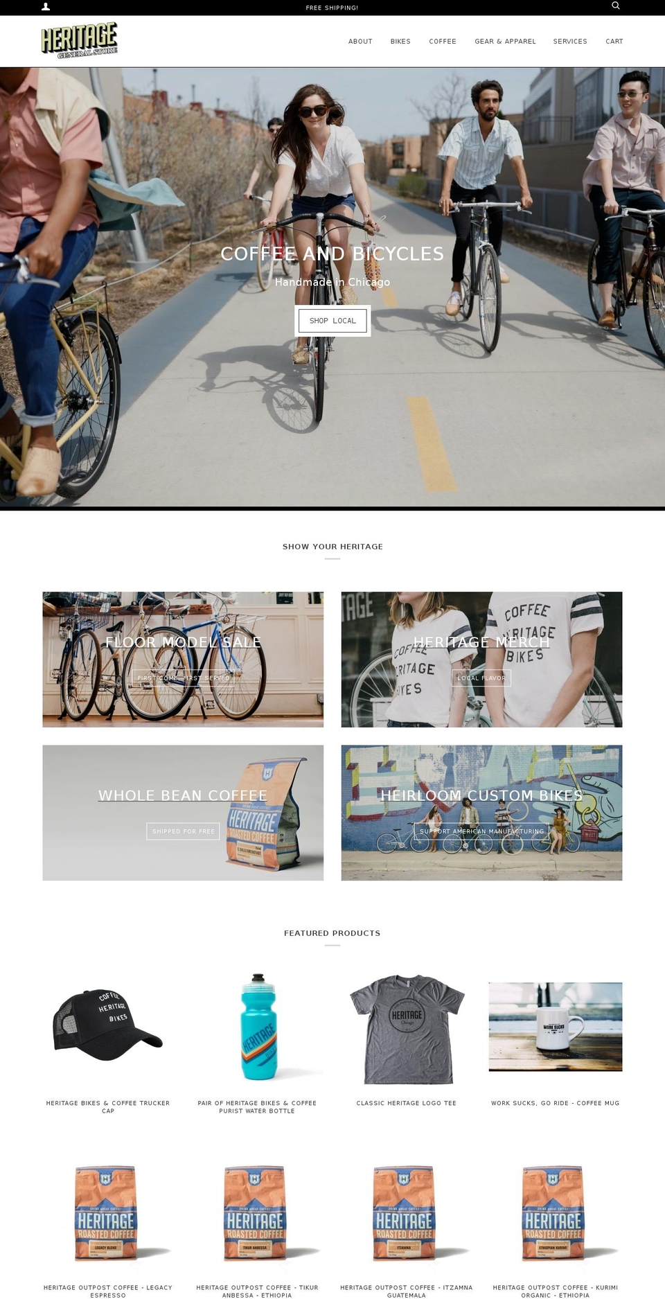 heritagebicycle.com — Shopify storefront screenshot