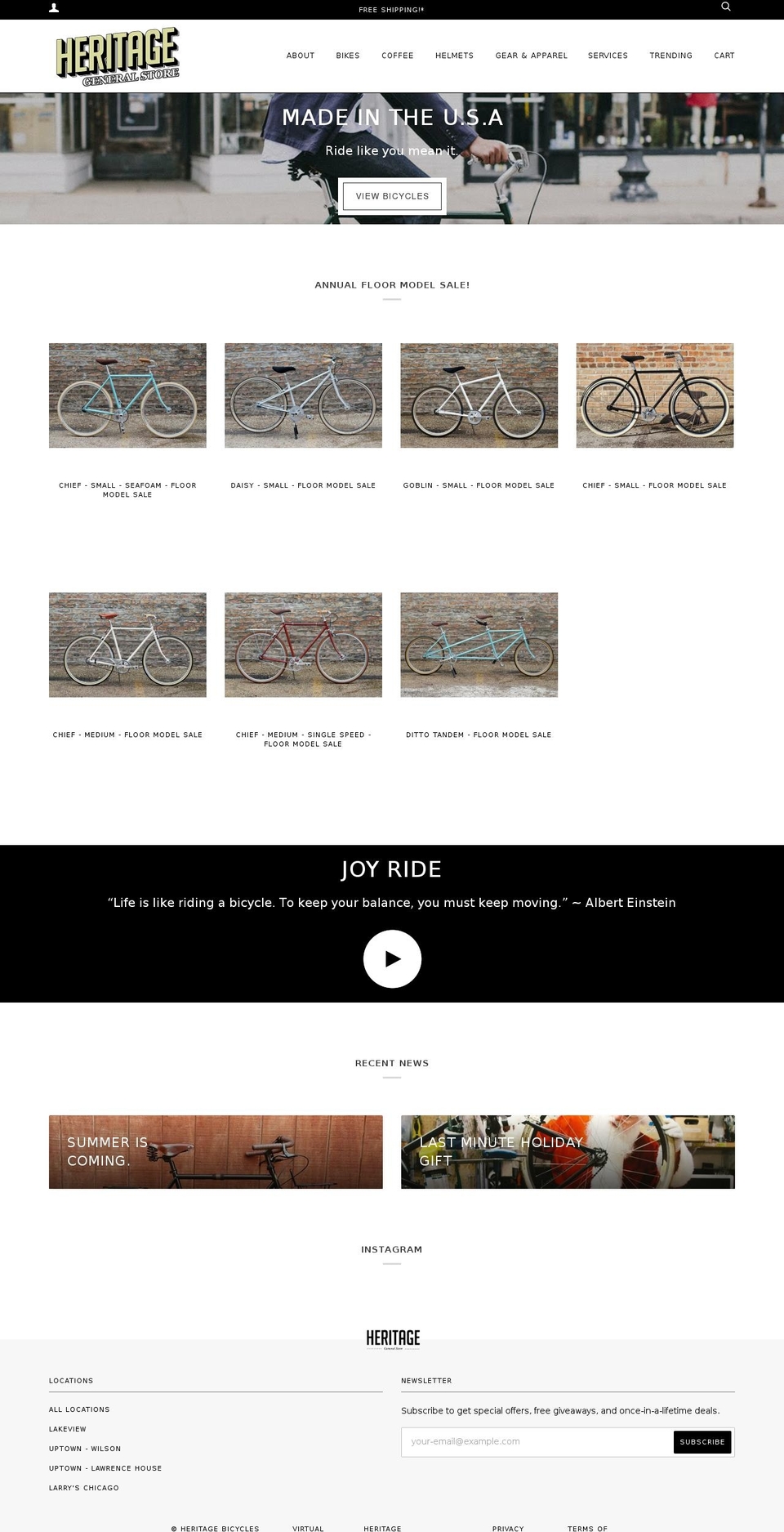 heritagebikes.com shopify website screenshot