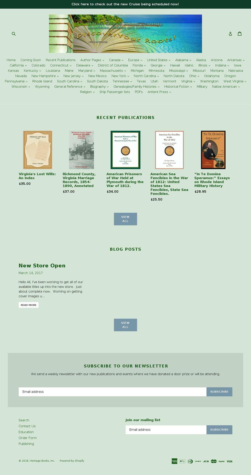 heritagebooks.com shopify website screenshot