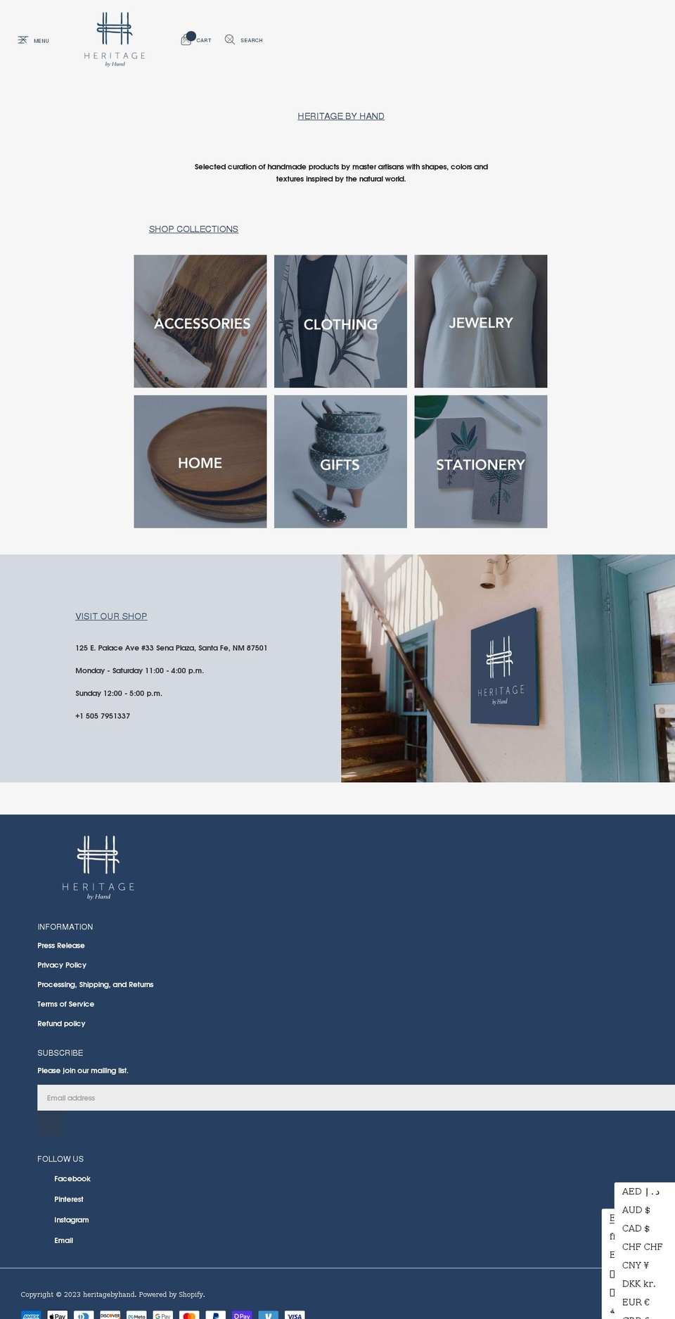 HBH Shopify theme site example heritagebyhand.com