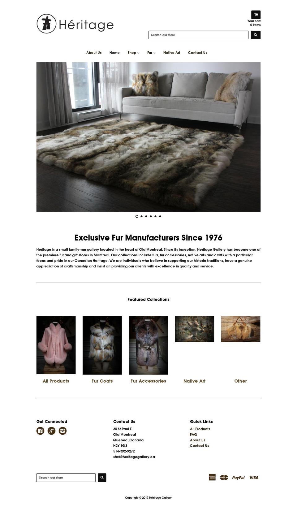 heritagegallery.ca shopify website screenshot