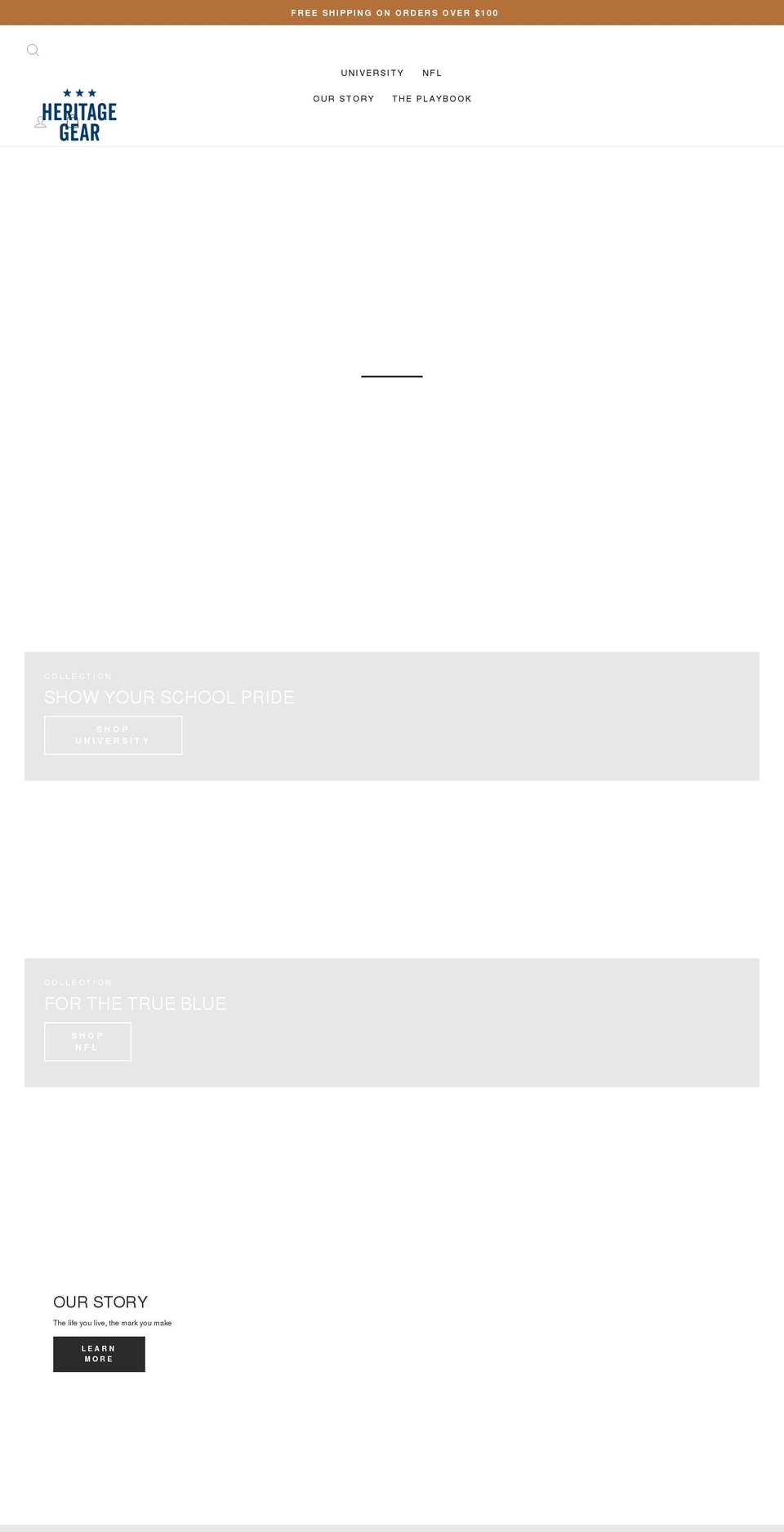 heritagegear.com shopify website screenshot