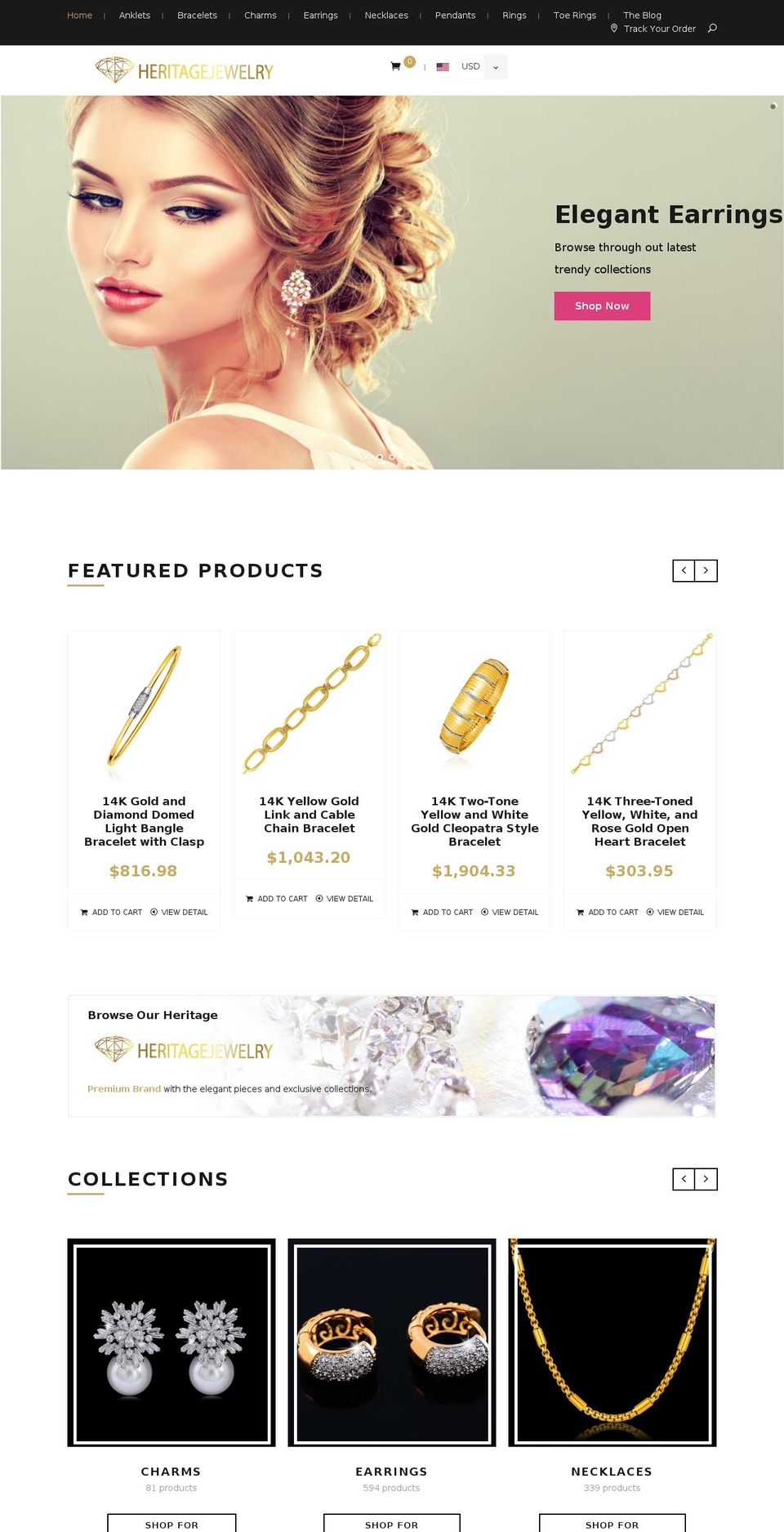 deshop Shopify theme site example heritagejewelry.net