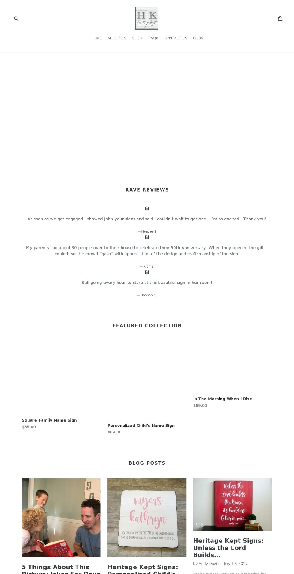heritagekept.com — Shopify storefront screenshot