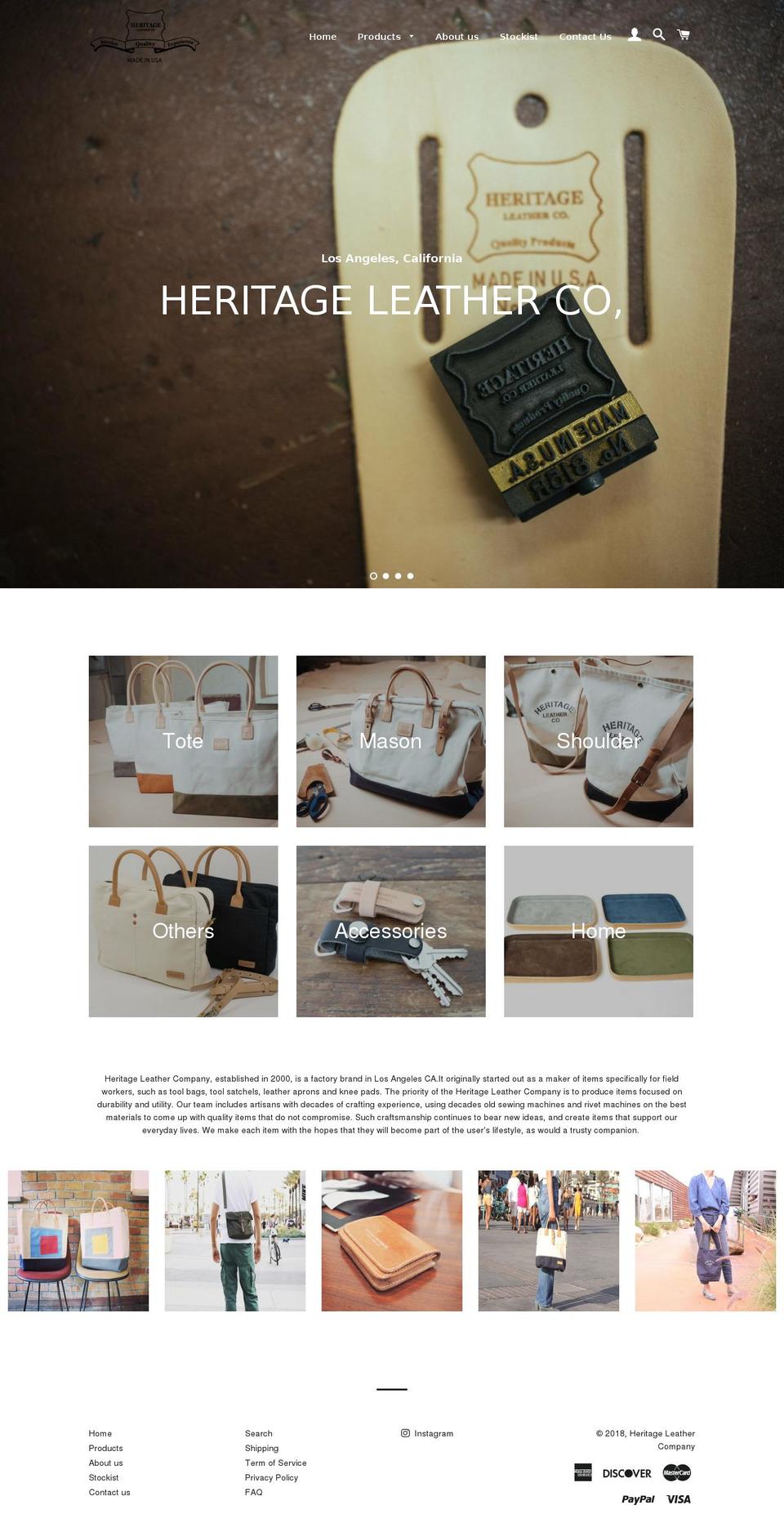 heritageleathercompany.com — Shopify storefront screenshot
