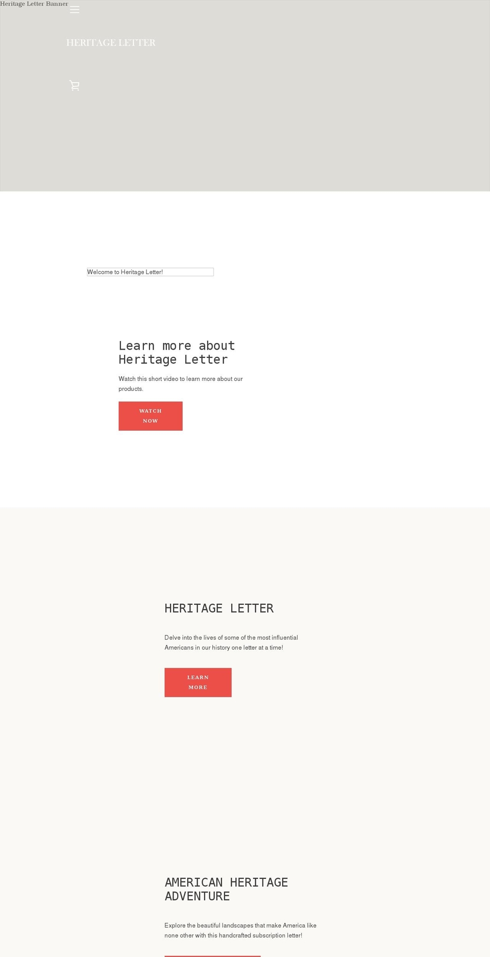 heritageletter.com shopify website screenshot