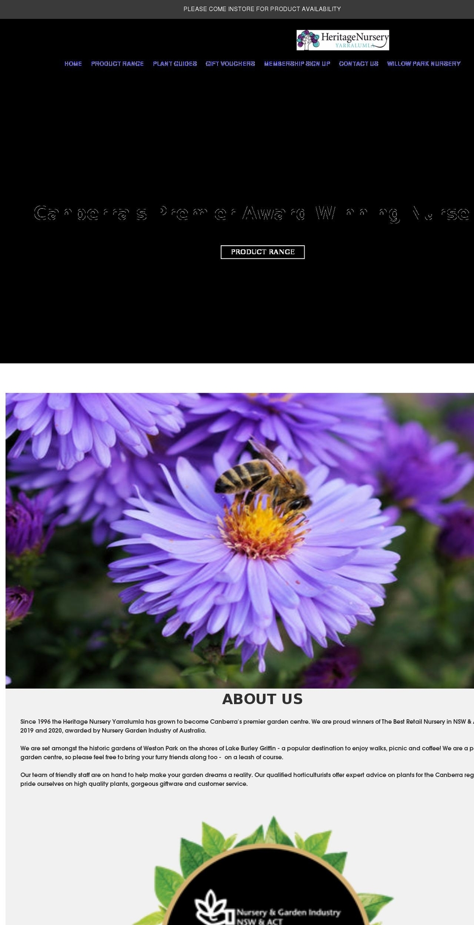 heritagenursery.com.au shopify website screenshot