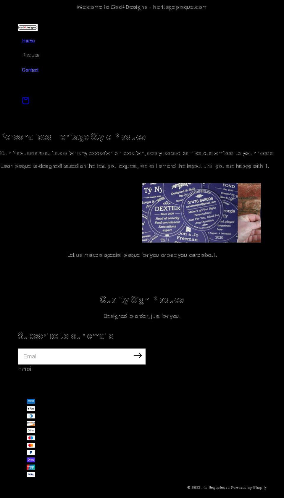 heritageplaque.com shopify website screenshot