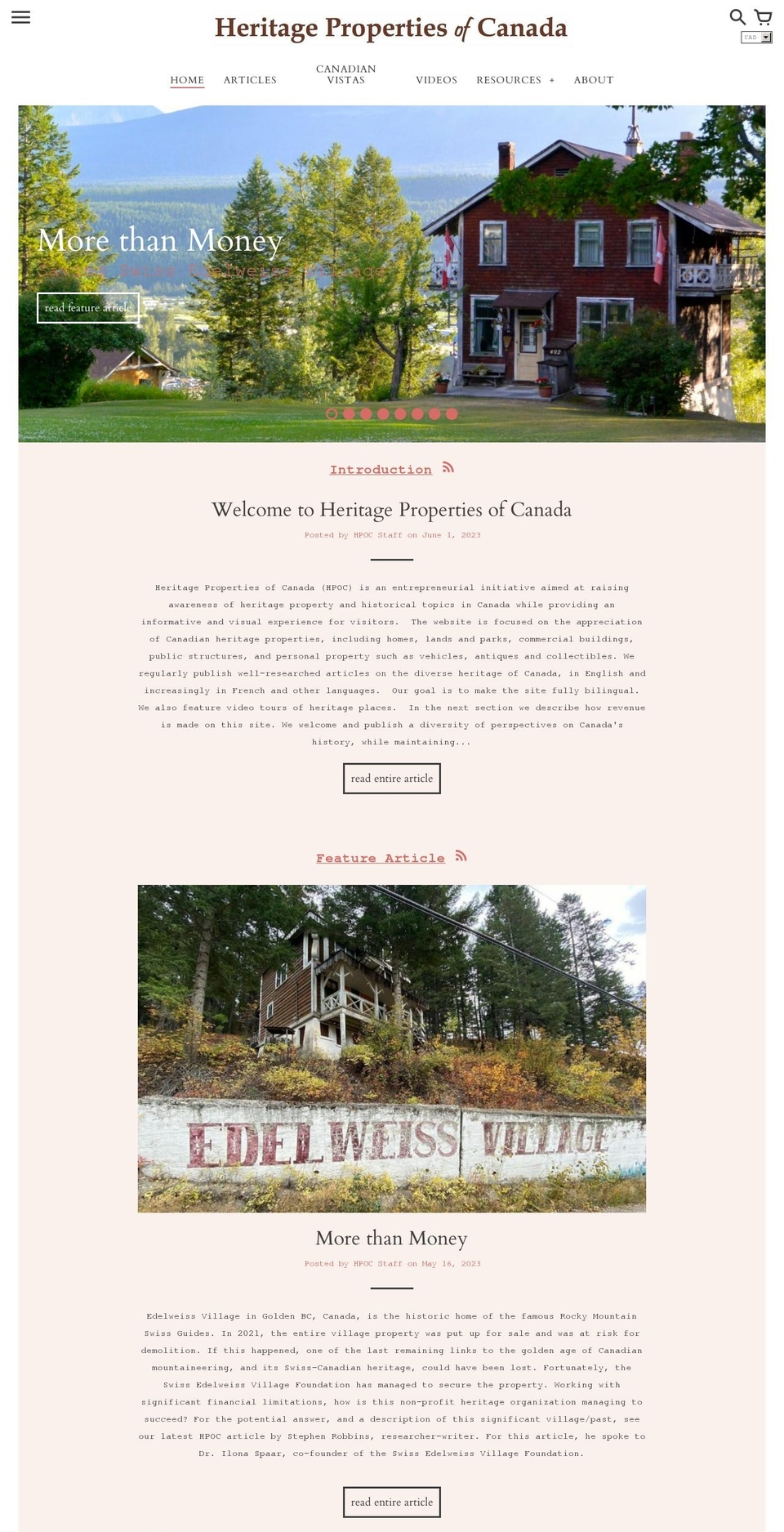 heritagepropertiescanada.com — Shopify storefront screenshot