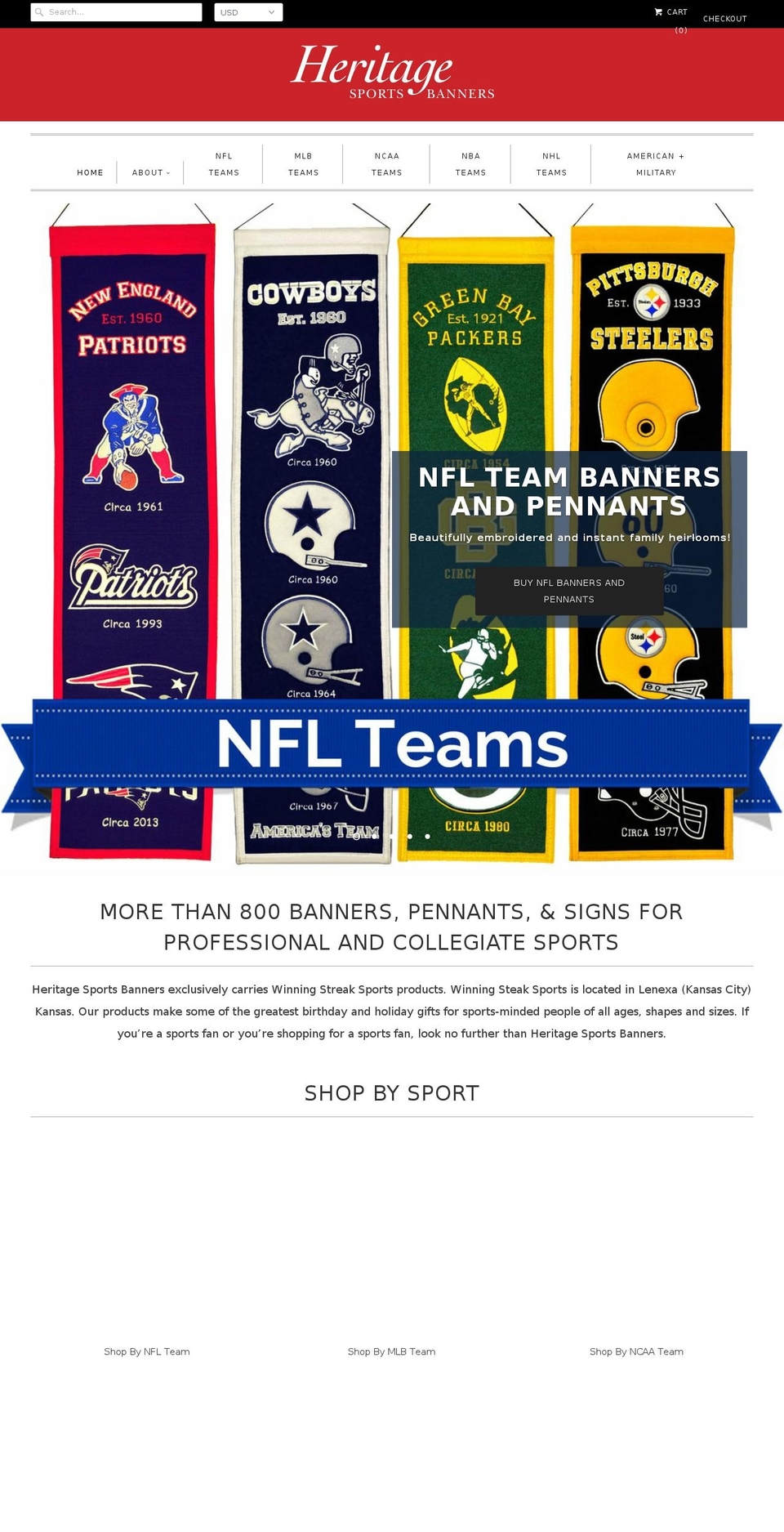 heritagesportsbanners.com — Shopify storefront screenshot